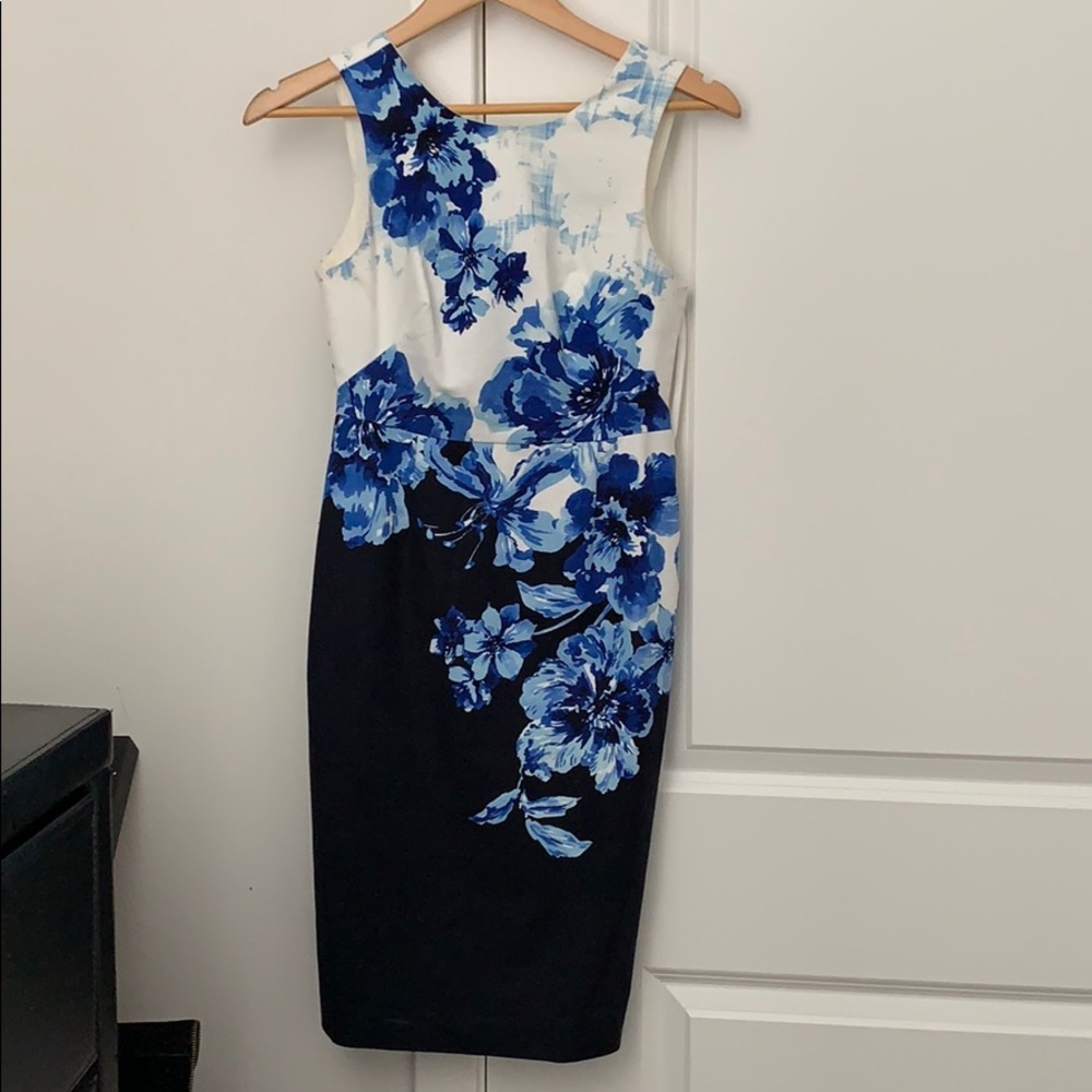 MAEVE Anthropologie Blue Floral Sheath Dress
